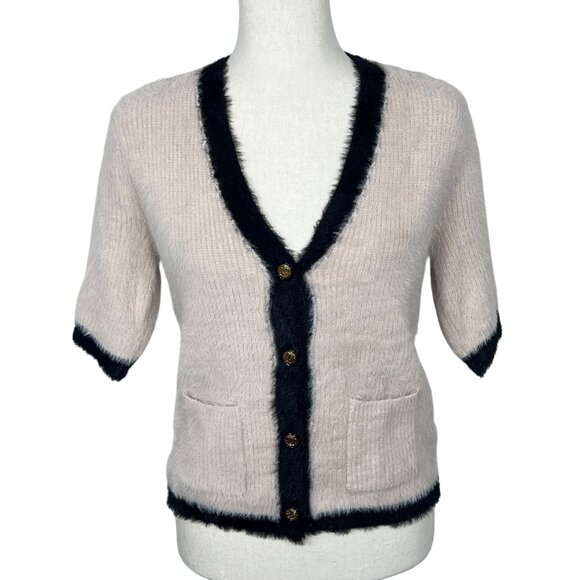 BISHOP & YOUNG The Etoile Short Sleeve Cardigan in Latte Sz S NWOT - Picture 1 of 6